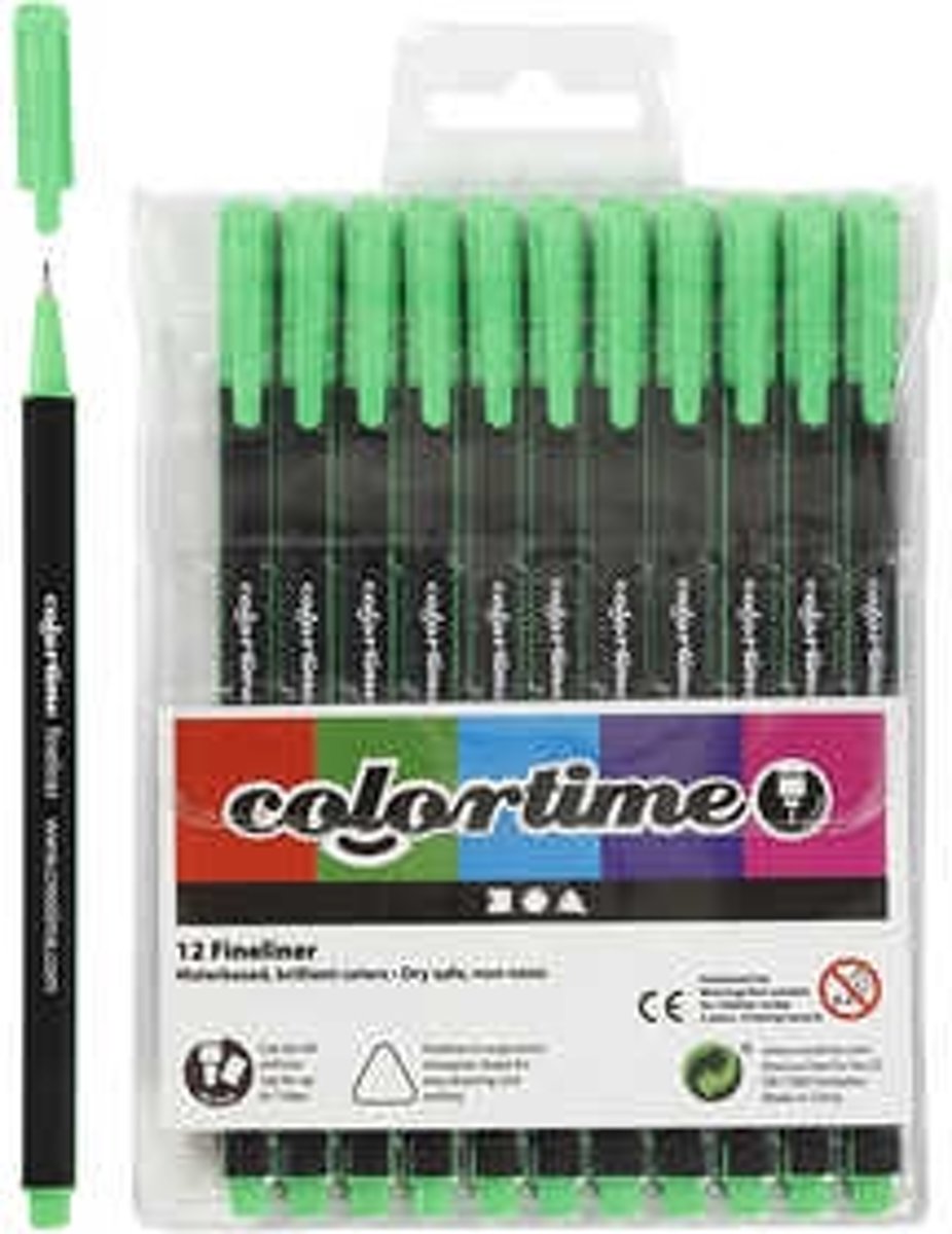 Colortime Fineliner , lijndikte: 0,6-0,7 mm, lichtgroen, 12stuks [HOB-373655]